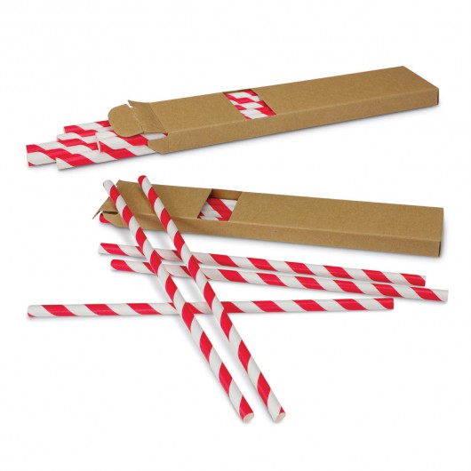 Coloured Paper Straws Red White